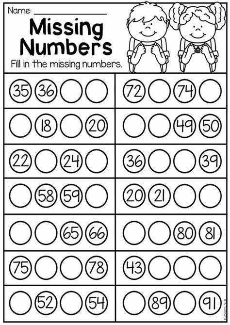 worksheet- missing number 1-100